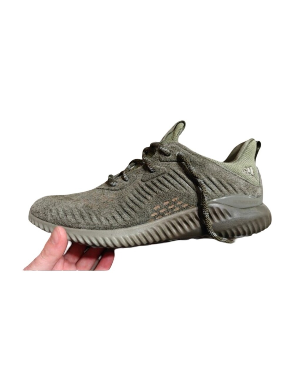Adidas Alphabounce Men’s Olive Green Leather Runner Sneakers - Picture 7 of 8